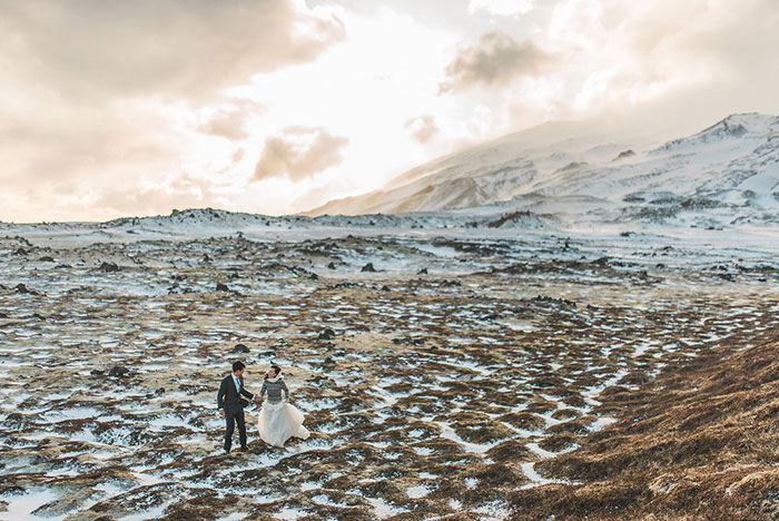 bride and groom portrait in Iceland