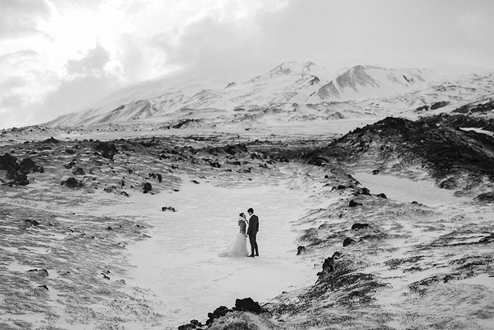 bride and groom portrait in Iceland