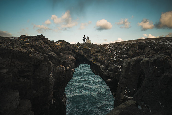 bride and groom portrait in Iceland