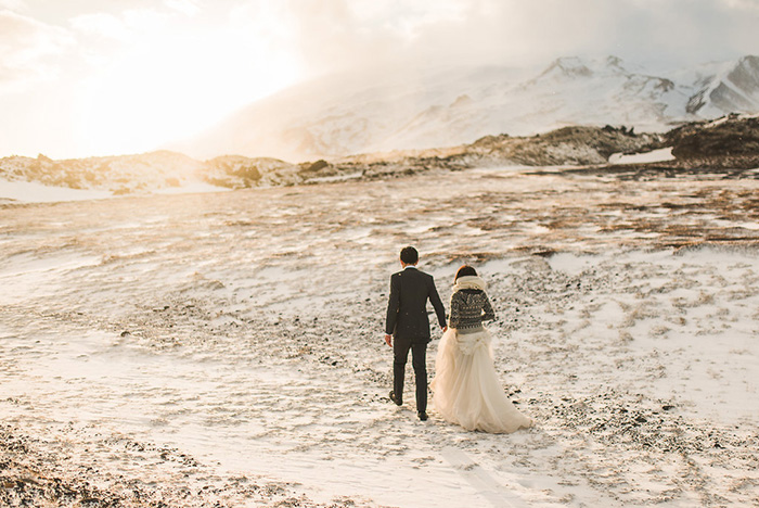 bride and groom portrait in Iceland