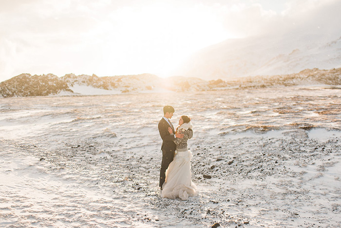 bride and groom portrait in Iceland