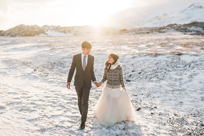 bride and groom portrait in Iceland