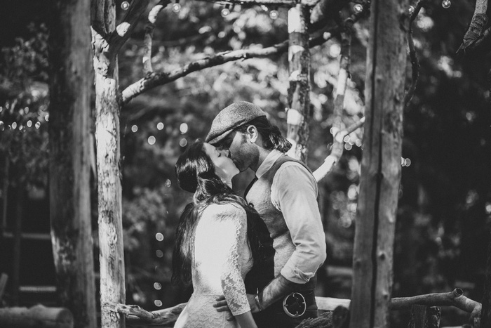 bride and groom kissing