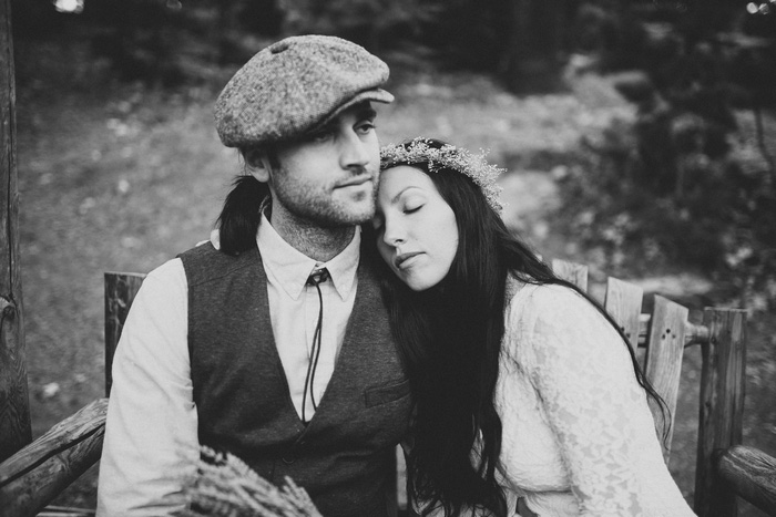 black and white bride and groom portrait