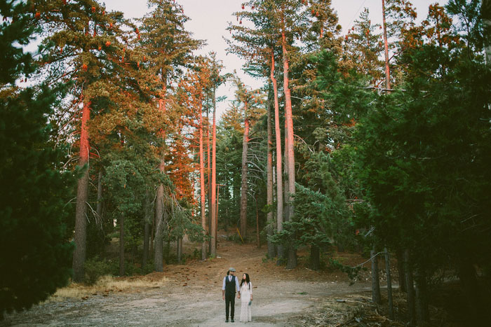 bride portrait on the wooded moutainside