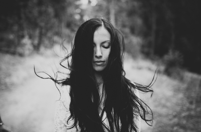 black and white bride portrait