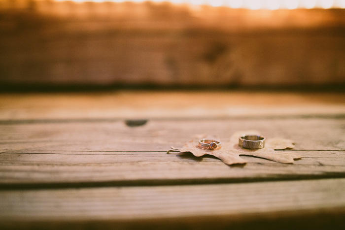 wedding rings on leaf