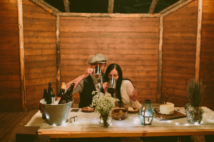 bride and groom at elopement reception