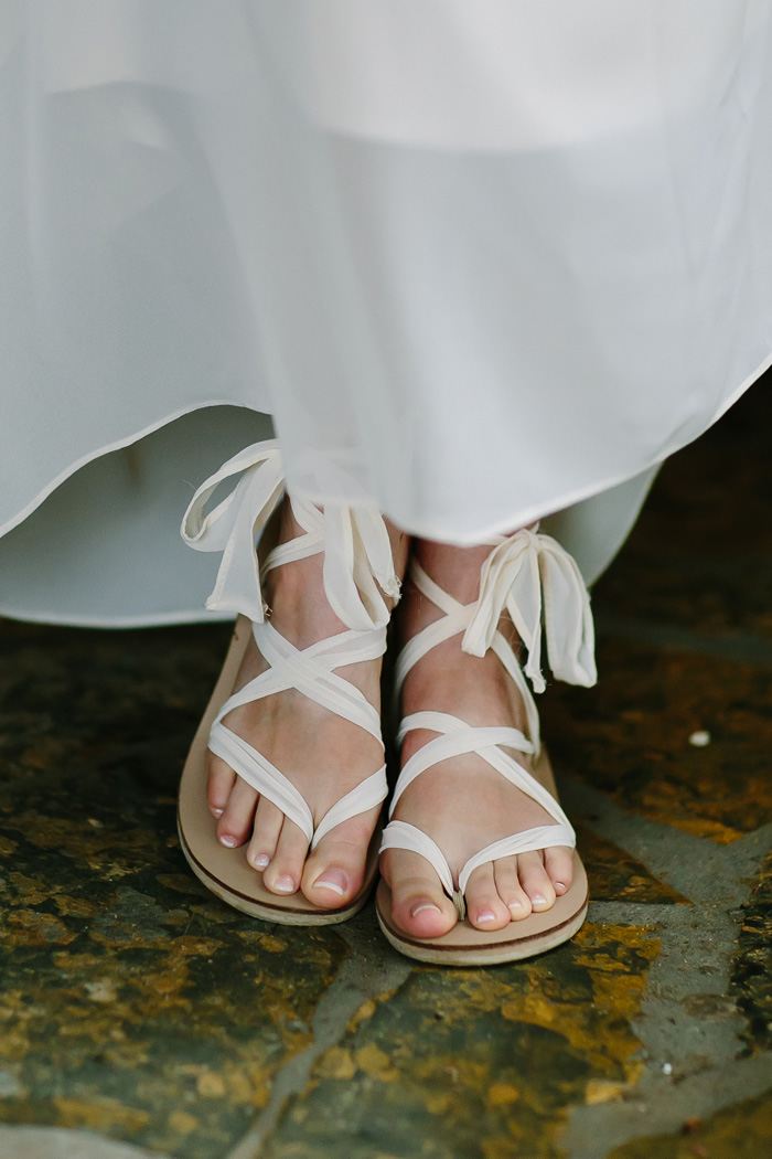 bride's fabric sandals