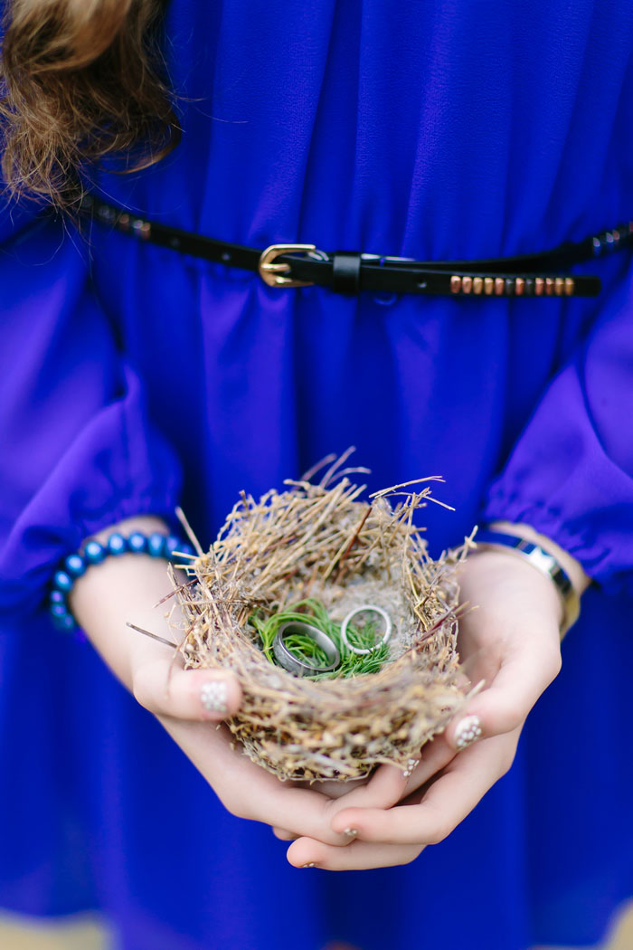 wedding rings in nest