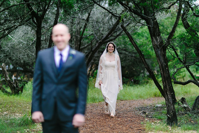 bride and groom first look