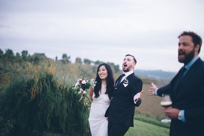 bride and groom at reception