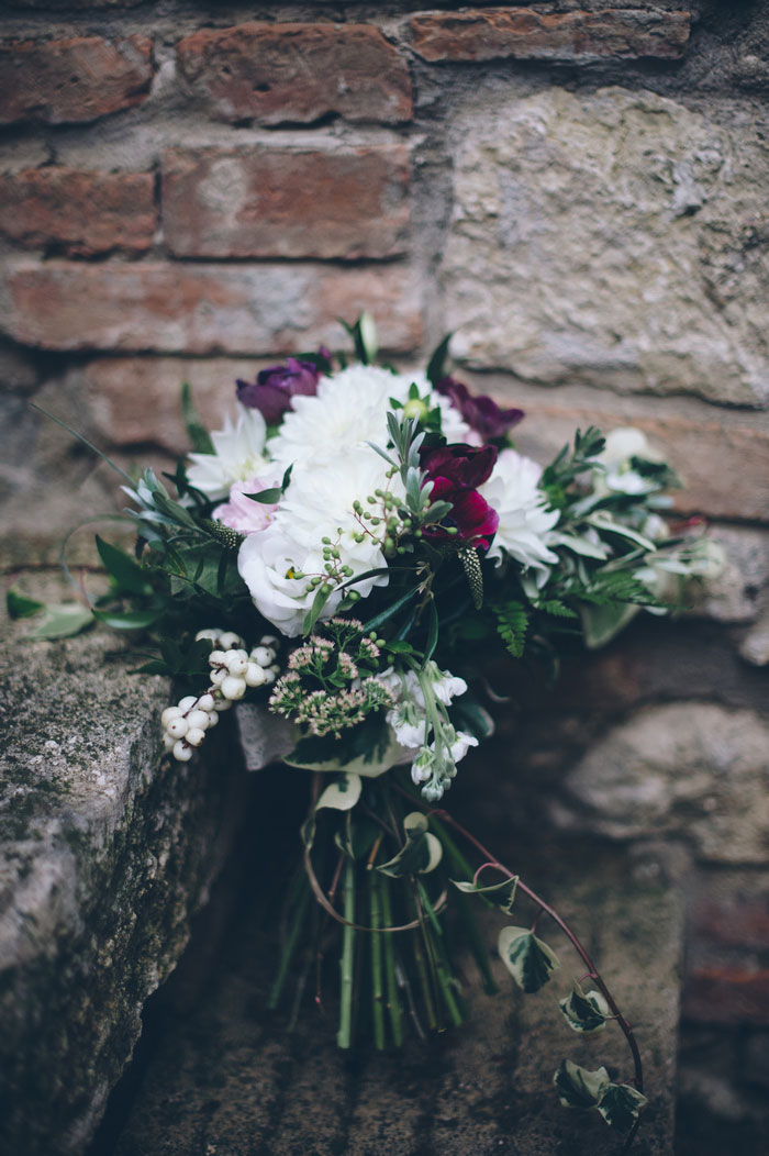 white and red wedding bouquet