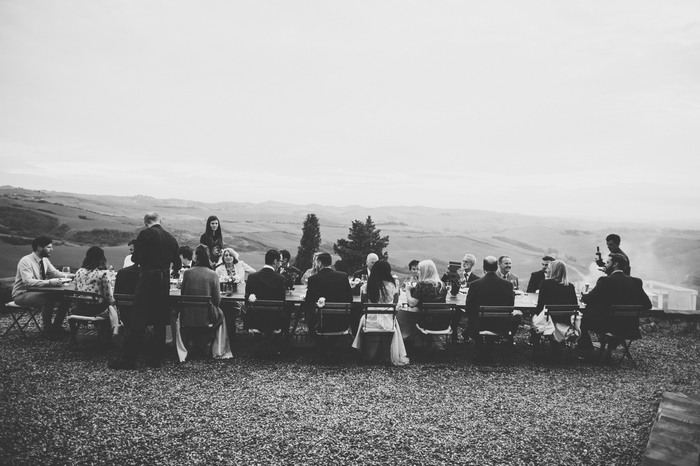 outdoor Tuscan wedding reception dinner