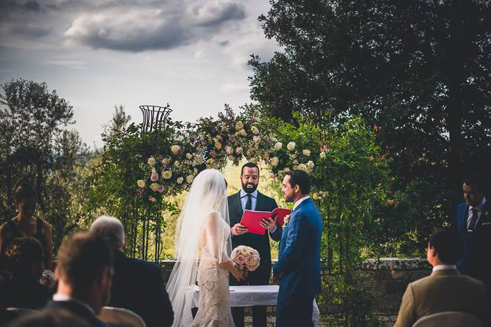 outdoor Tuscan wedding ceremony