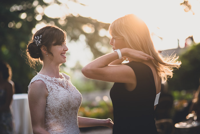 bride talking to guest
