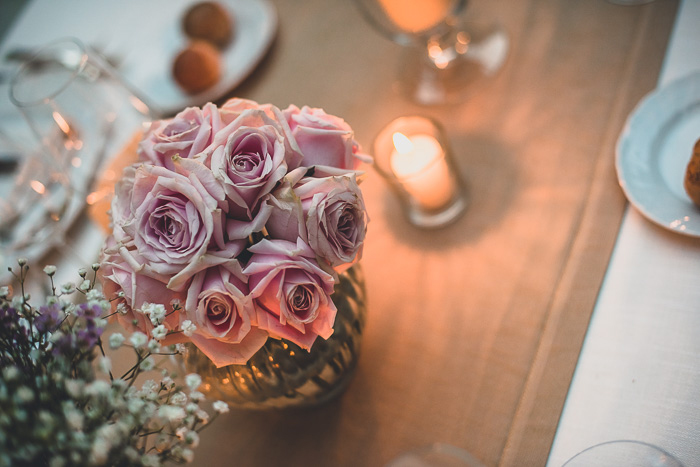 pink rose wedding centerpiece