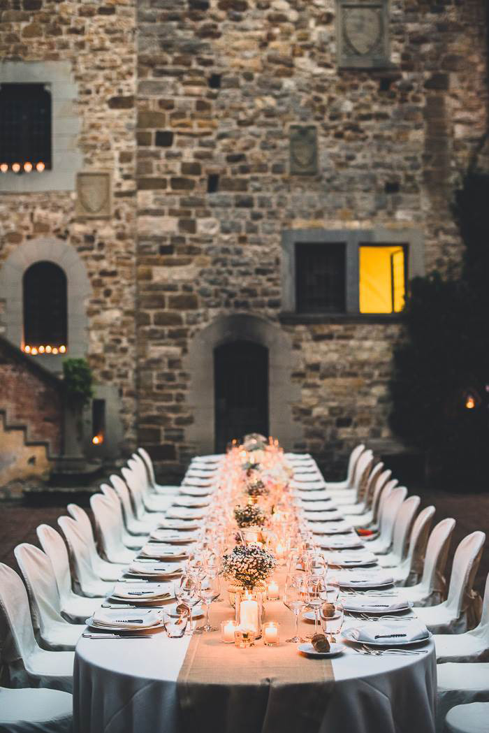 outdoor Tuscan wedding reception dinner