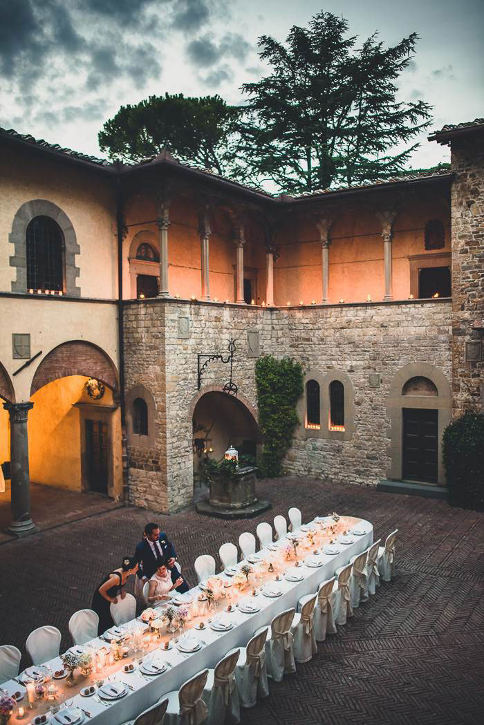 outdoor Tuscan wedding reception dinner