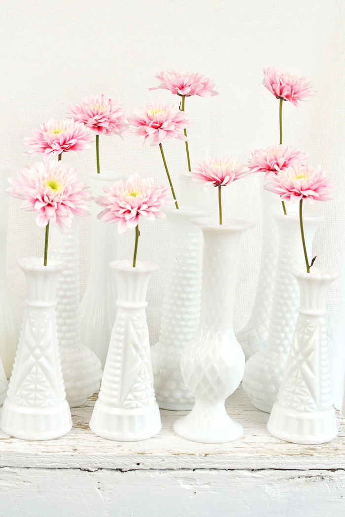 milk glass vases