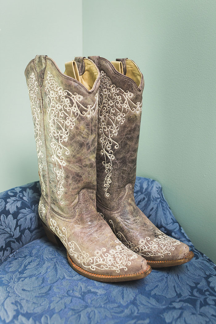 bride's cowboy boots