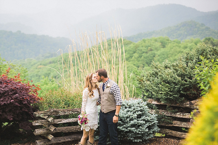 brideand groom kissing