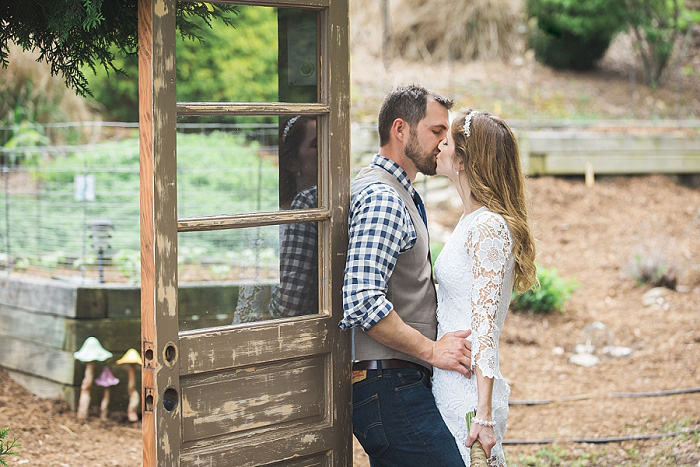 bride and groom kissing