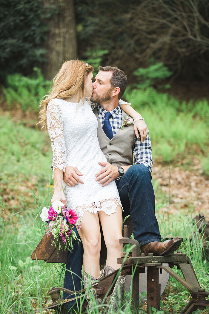 bride and groom kissing