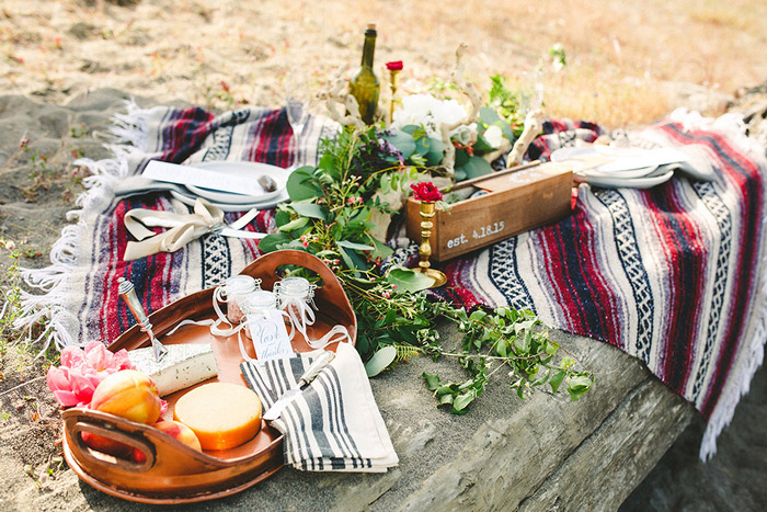 boho wedding picnic spread