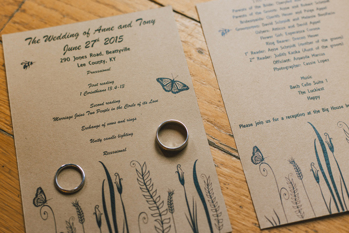 wedding rings on invitation