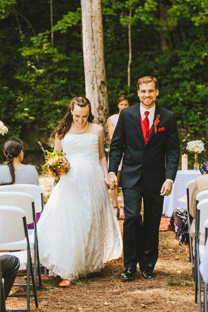 bride and groom walking up the aisle