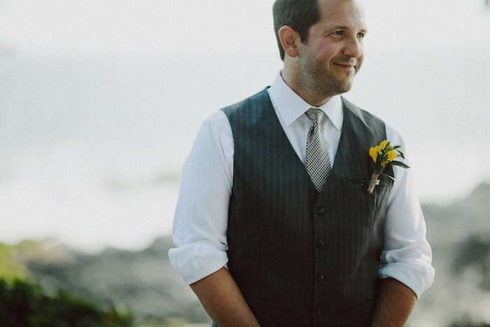 groom at outdoor wedding ceremony