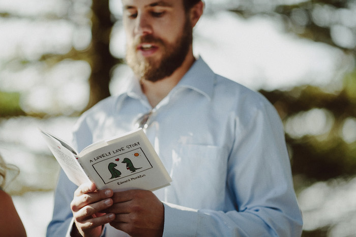 wedding guest doing reading