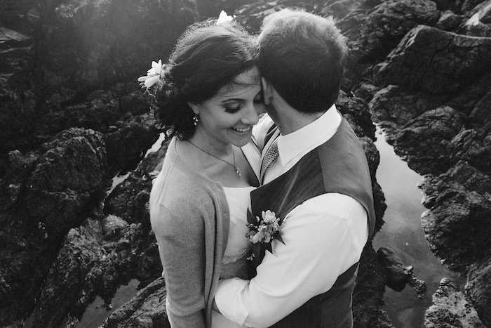 black and white bride and groom portrait