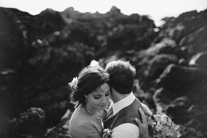 black and white bride and groom portrait