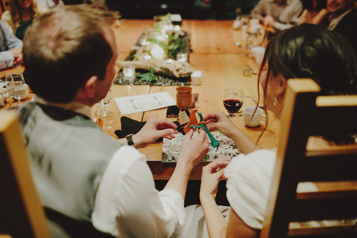 bride and groom at wedding reception