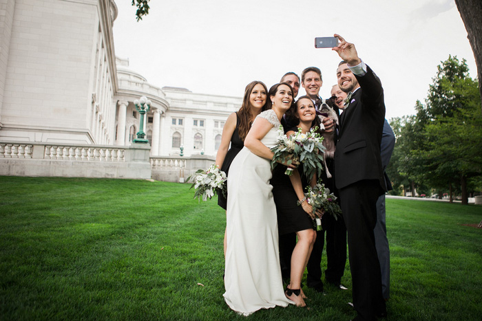 wedding party taking a selfie