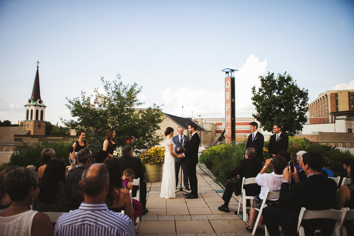 museum rooftop wedding ceremony