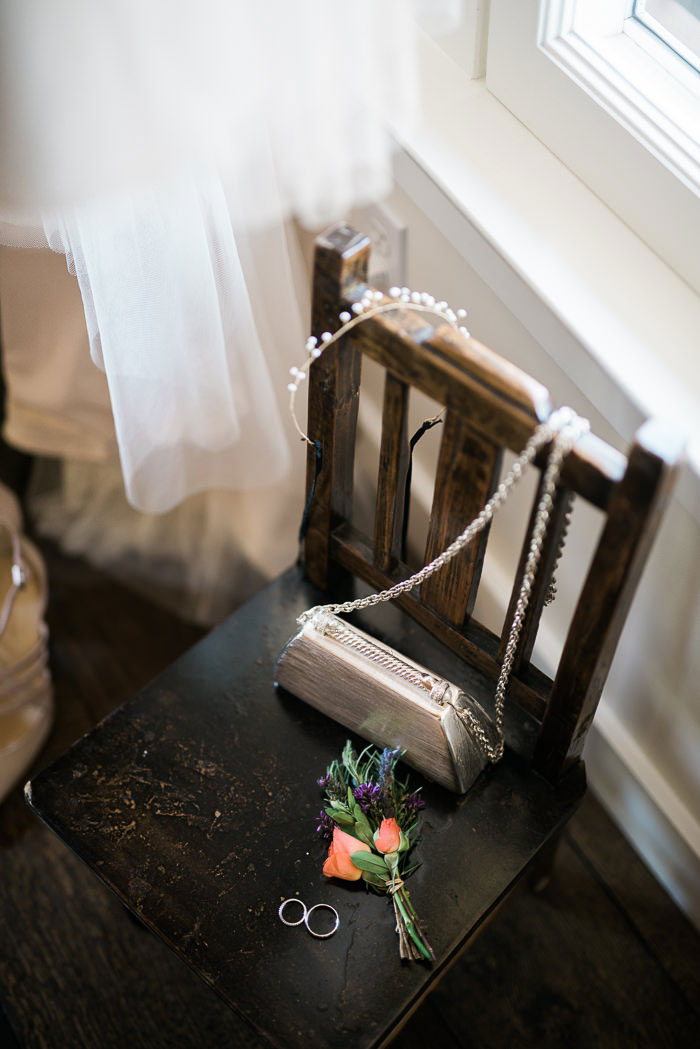 bride's accessories on a chair