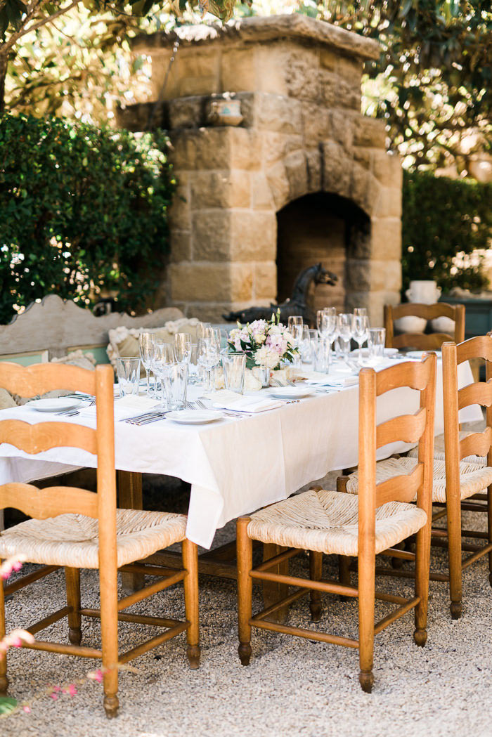 San Ysidro Ranch wedding reception set-up