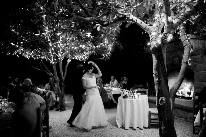 bride and groom dancing