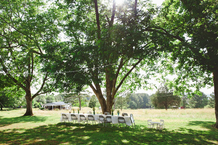 backyard wedding reception set-up