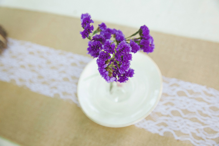 rustic backyard wedding centrepiece 