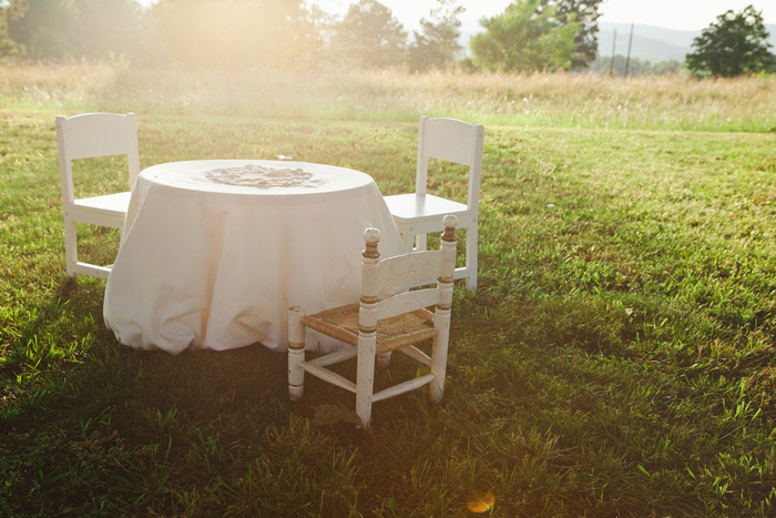 sweetheart table at backyard wedding reception