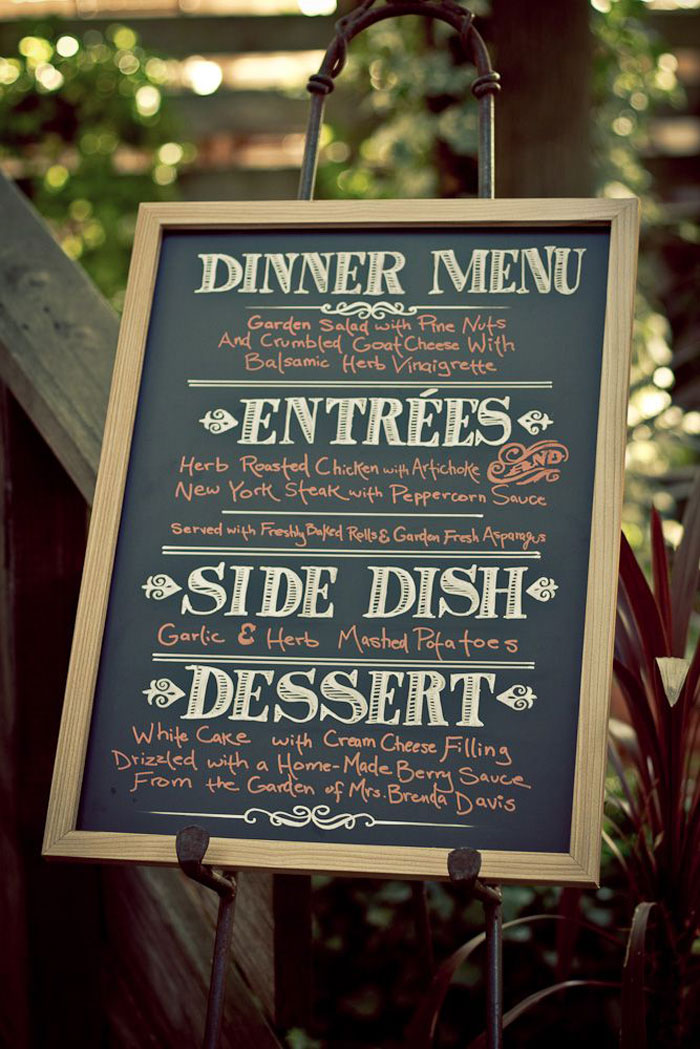 chalkboard buffet menu