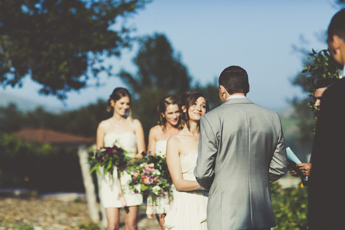 bride looking at her groom during ceremony