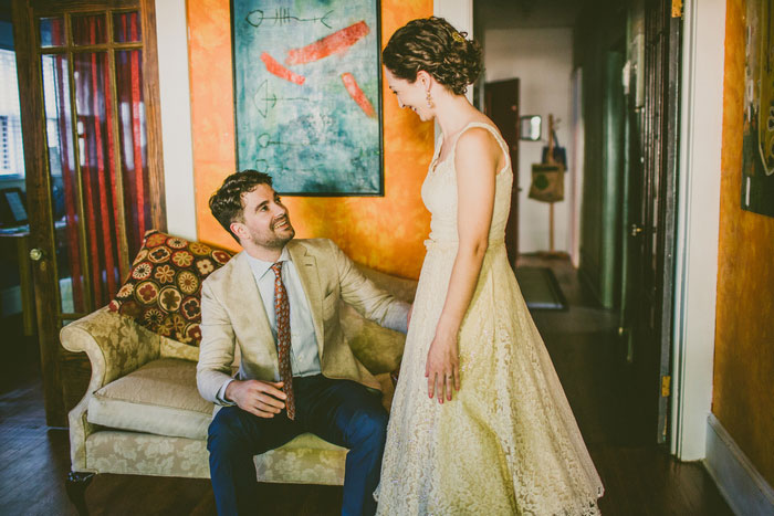 bride and groom first look