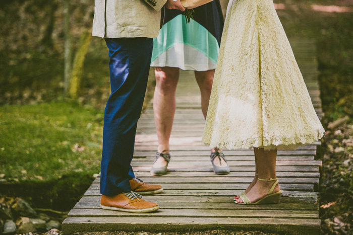 bride and groom's legs during ceremony