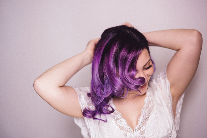 purple haired bride