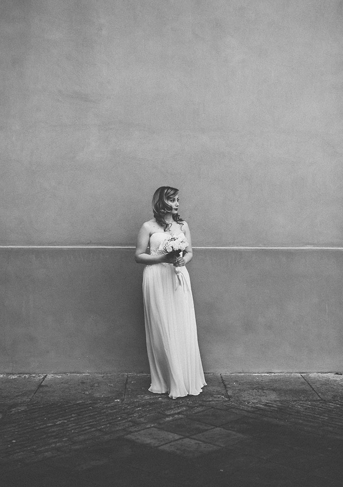 black and white bride portrait